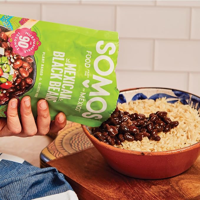 SOMOS Mexican Black Beans ??Gluten Free, Non-GMO, Vegan & Microwavable Meals Ready to Eat - Delicious, Healthy & Convenient - Perfect for Tacos, Tostadas & More | 10 oz (Pack of 6)