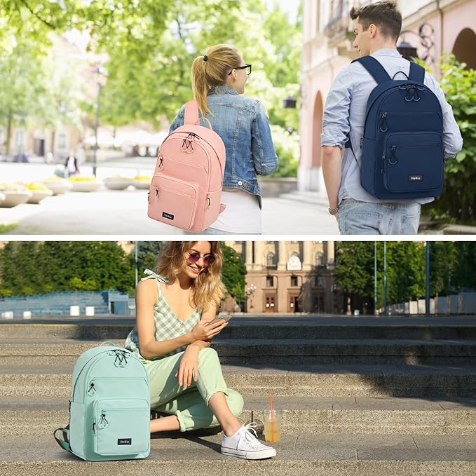 Carry On Travel Backpack For Women, 18 Inch Water Resistant Large Backpack Lightweight Bookbag For Men, 8x14x18 Personal Item Bag Casual Daypack Backpacks For Work Office Commuter (Dark Gray)