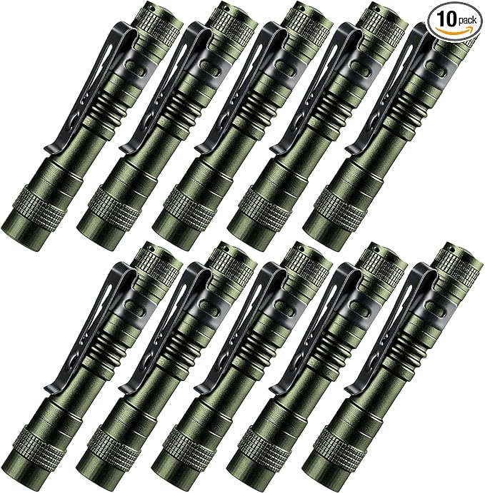 Beieverluck 10 Pack Small Mini Flashlights, Pocket Flashlight Penlight with Clip, Tactical Pen Light for Camping Outdoor Emergency Inspection Fathers Gifts for Dad Husband