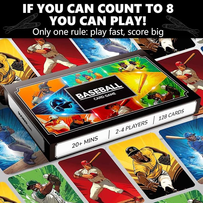 QUOKKA Baseball Fast-Paced Card Game for Kids & Adults ??128 Cards & Easy Rules ??Quick & Fun Matching Game ??2-8 Players ??Ages 8+ ??Perfect for Family Games Night, Travel and Parties