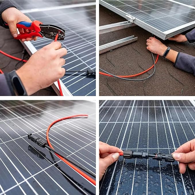 10 AWG 10Ft Solar Panel Extension Cable,6mm² PV Cable with Male and Female Waterproof Sealed Connectors,for RV, Home Boat Photovoltaic Systems