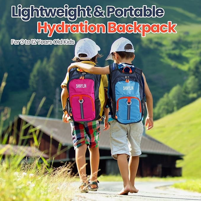 2 Pcs Kids Hydration Backpack with 1.5l Water Bladder Lightweight Kids Hiking Backpack Water Rucksack for Boys Girls Climbing Running