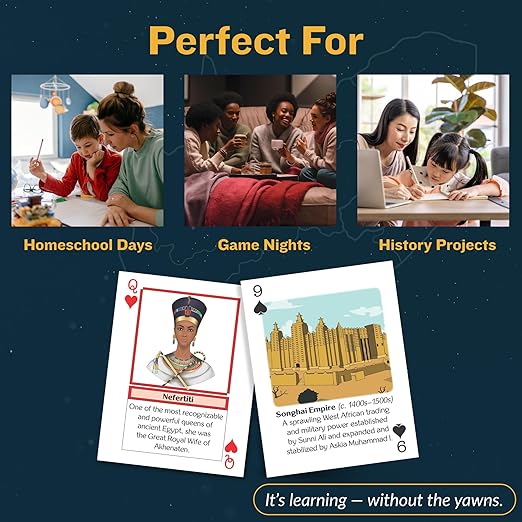 Kulture Games - Educational Playing Cards African History - Fun Playing Cards for Adults & Kids - Homeschool Learning Cultural - African Legends Kingdoms Stories - History Learning - Ages 6+