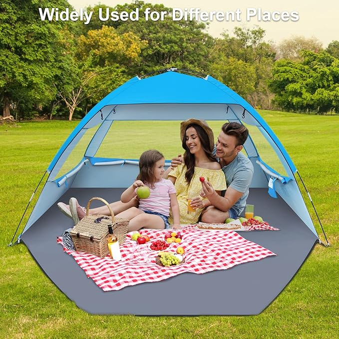 Gorich Beach Tent Sun Shelter for 3/4-5/6-7/8-10 Person with UPF 50ï¼?UV Protection, Lightweight & Easy Setup Beach Shade Canopy, Portable Beach Shade Tent Beach Cabana