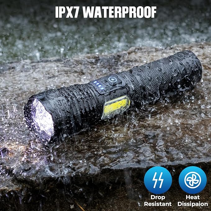 Flashlight LED Rechargeable Flashlights High Lumens, 99,000 LM Super Bright Powerful Flashlight, High Powered Flash Lights Waterproof Handheld Flashlights for Home Camping Hiking(2 Pack)