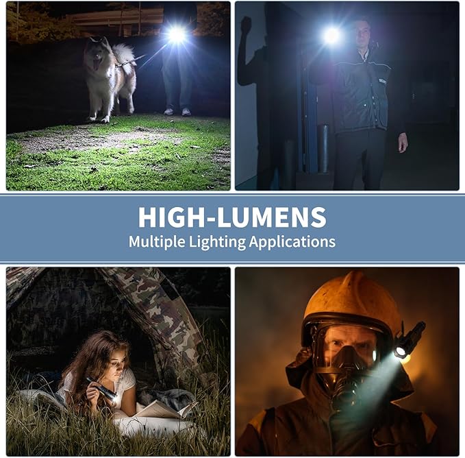 Rechargeable LED Flashlights High Lumens, 99,000 Lumen Super Bright Flashlight with 7 Modes & Waterproof, Powerful USB Rechargeable Handheld Flash Light for Camping Home(2 Pack)