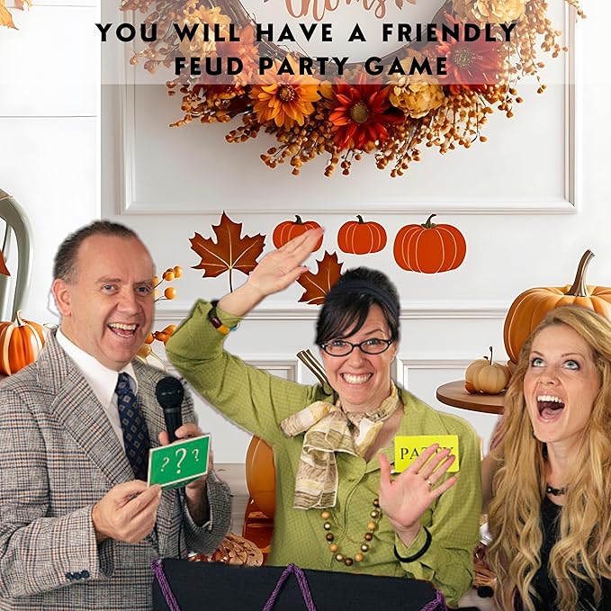 Thanksgiving Friendly Feud Card Game, Party Game for Family Activity, Games for Adults and Teens, Feud Quiz (gefeud01)
