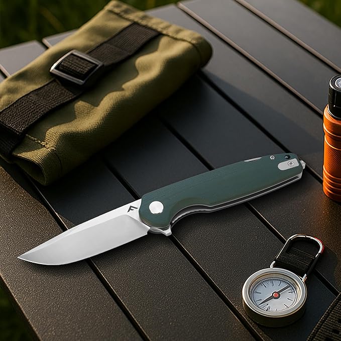 FLISSA Multitool Pocket Knife, 3.3" D2 Blade with G10 Handle, Liner Lock Folding Knife with Glass Breaker, Screwdrivers, Bottle Opener & Rope Cutter for EDC, Survival, Camping, Hiking