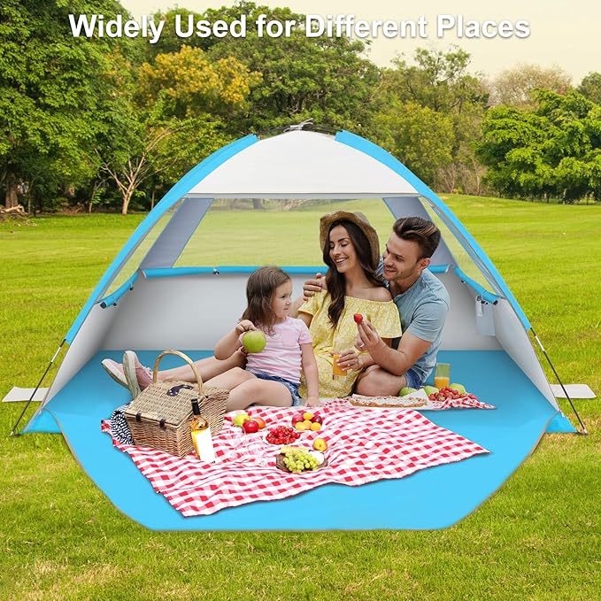 Gorich Beach Tent Sun Shelter for 3/4-5/6-7/8-10 Person with UPF 50ï¼?UV Protection, Lightweight & Easy Setup Beach Shade Canopy, Portable Beach Shade Tent Beach Cabana