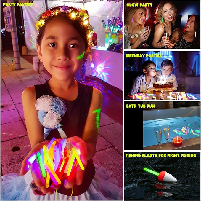 POPGIFTU 200 Mini Glow Sticks Bulk Pack, 8 Bright Colors 1.96" Glow in the Dark Sticks for Easter Egg Hunt, Basket Stuffers, Party Favors, Neon Parties, Weddings, Halloween, Classroom Prizes