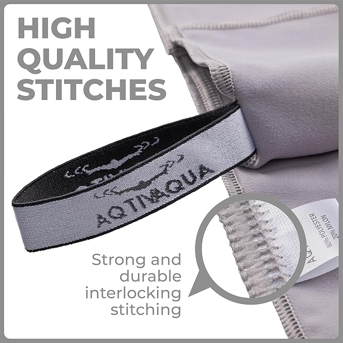 AqtivAqua Quick Dry Towel - Lightweight Microfiber Travel Towel w/Bag - Fast Drying Towel Set for Camping, Beach, Pool, Gym, Backpacking, Sports, Yoga & Swim Use, Hiking (Gray, M:24"x40")
