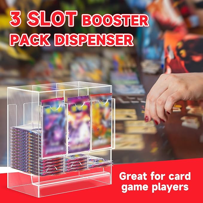1 Pcs Acrylic Booster Pack Dispenser, Card Dispenser Storage and Organizer, for Trading Card, Booster Packs, Sports & More (3 Slots)