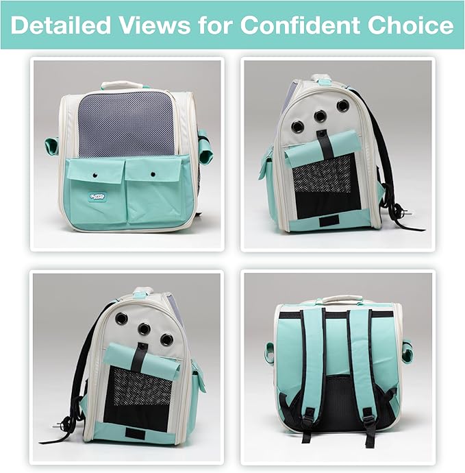 Pet Backpack Carrier for Small Dogs, Cats, Kittens, Rabbits ??Airline Approved Travel Bag with Breathable Mesh and Padded Straps ??Soft-Sided Cat Carrier Backpack for Hiking, Camping, Trips