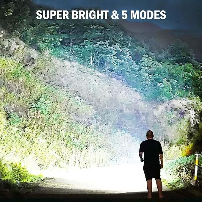 Led Flashlights High Lumens Rechargeable 2 Pack, 99000 Lumen Super Bright Fashlight with 5000ɱAh Βattery, Waterproof Powerful Flash Light Multifunctional Flashlights for Home Camping Hiking