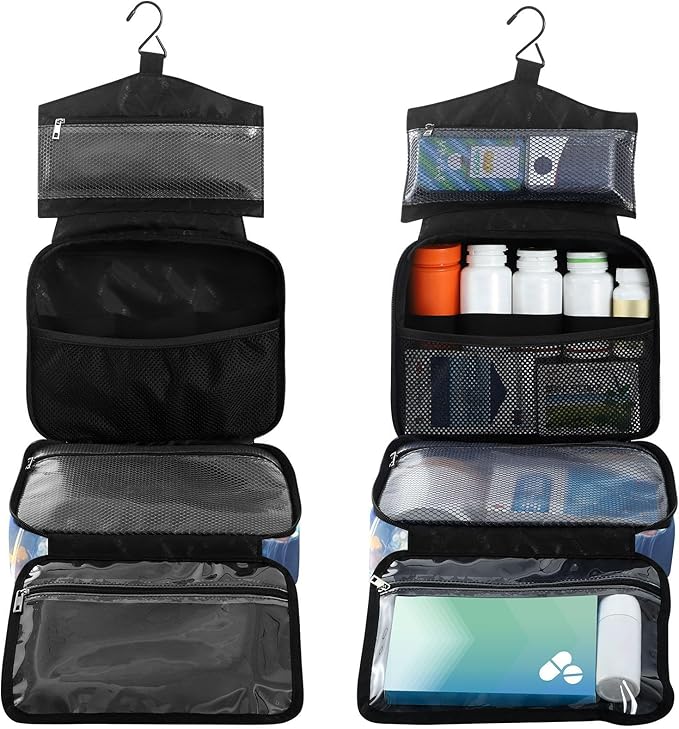 Fustylead Fantastic Jellyfish in The Sea Travel Pill Bottle Organizer Large Home Storage Medication Bag with Zipper for Vitamins, First Aid, Fish Oil, Medical Supplies