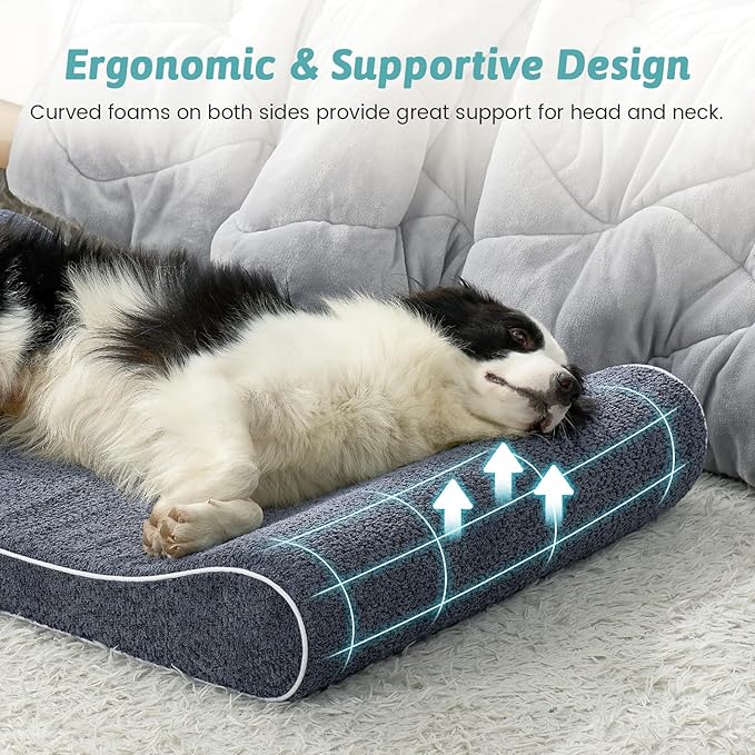 Orthopedic Dog Bed for Extra Large Dogs up to 140 lbs - Removable Washable Cover with Waterproof Lining, Cotton-Polyester Blend Boat-Shaped Lounger Mattress, XL(51x36x8in), Blue
