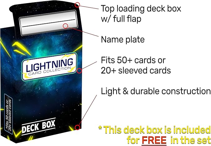 Lightning Card Collection foil Pack – 50 Random Card Includes foil Cards. Plus a Free LCC Deck Box. Your Cards May Vary from The Cards in Image