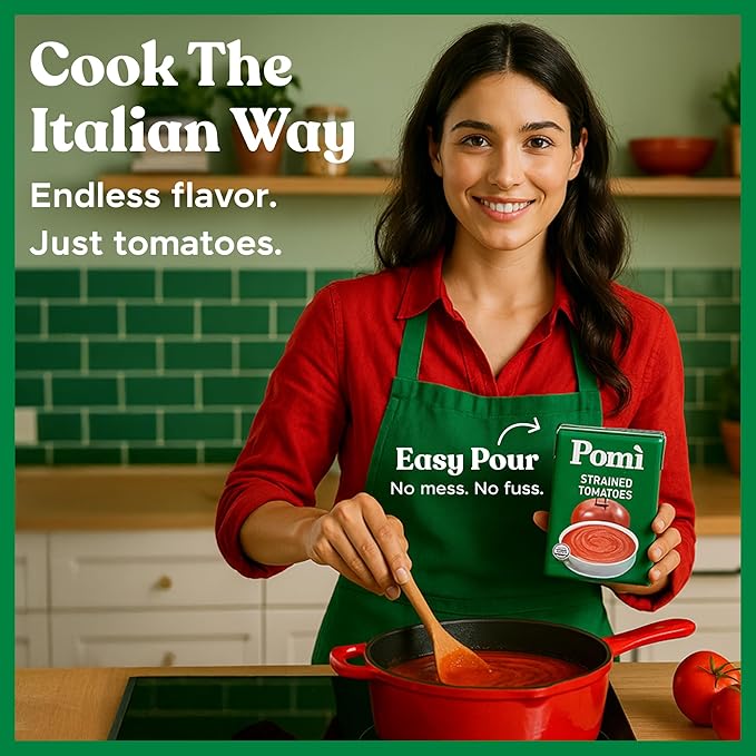 Pomì Organic Strained Tomatoes 26.46oz (Pack of 12)- Creamy, Velvety Puree - 100% Fresh Italian Tomatoes, Made in Italy - No additives, Kosher, Non-GMO, BPA-Free Carton, USDA Certified Organic