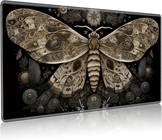 Playmat for MTG, 24 x 14 inches Game Play Mat for MTG TCG and Other Card Games, Trading Card Game Play Mat Desk Mats with Stitched Edges Non-Slip Base, Moth