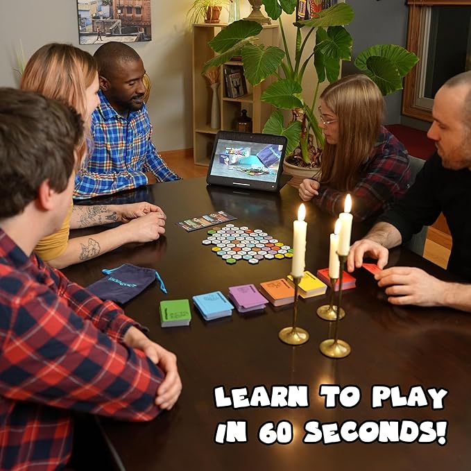 Hexaquest: The Strategic Trivia Board Game ??1500 Questions, 6 Categories, 65 Hexagon Tiles, Premium Bag ??Fun, Quick to Learn, Perfect for Game Nights, Families & Parties