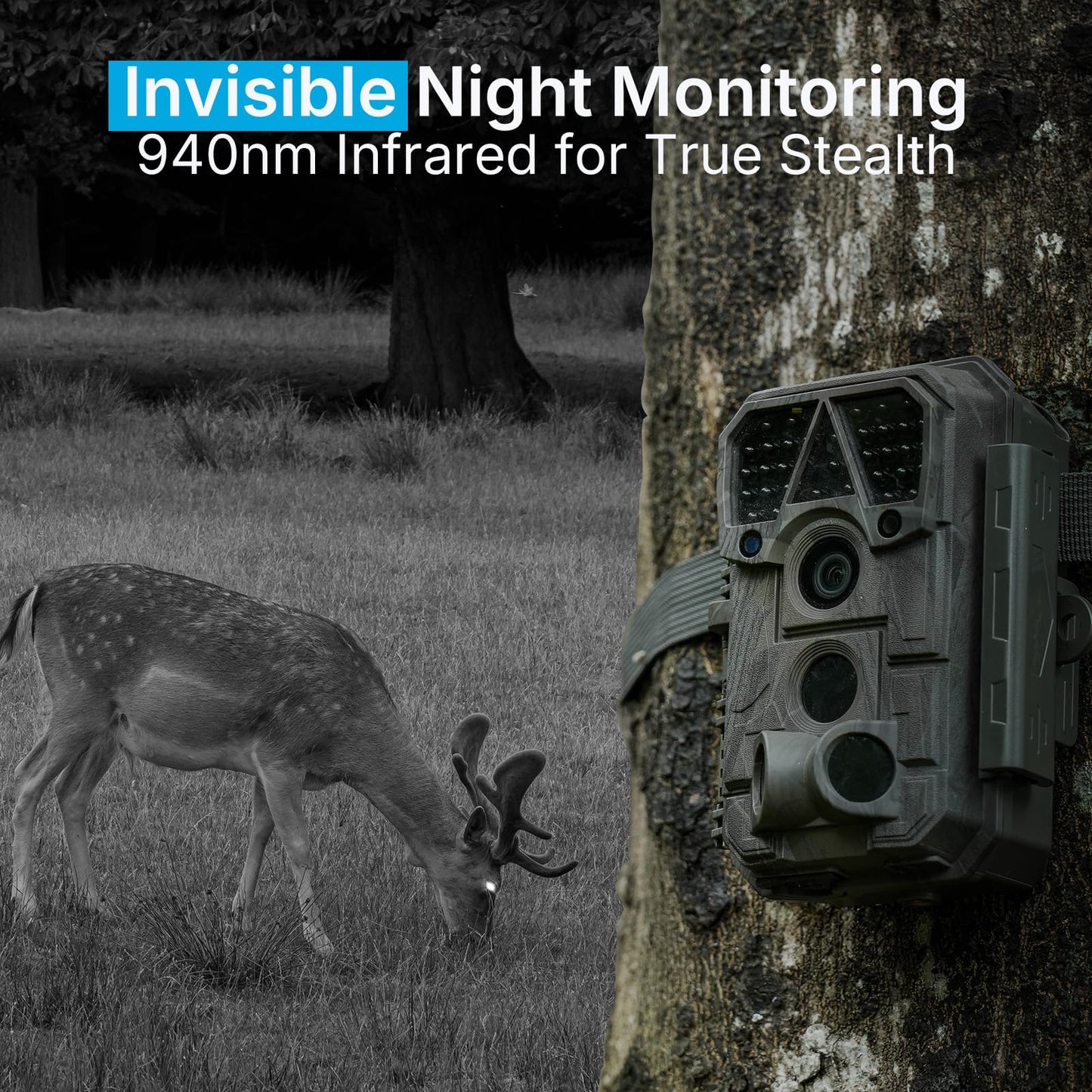 Meidase P70 (Non-Cellular,Non-WiFi) Trail Camera, 64MP 1296p, Game Cameras with No-Glow IR Night