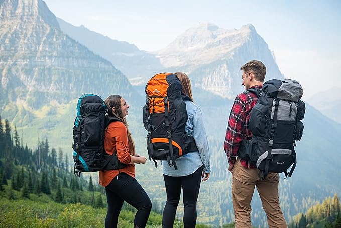 Teton 85L Explorer Internal Frame Backpack for Hiking, Camping, Backpacking, Rain Cover Included, Buck Brown