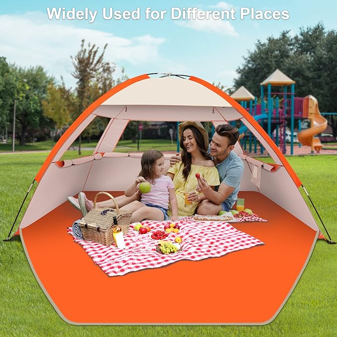 Gorich Beach Tent Sun Shelter for 3/4-5/6-7/8-10 Person with UPF 50ï¼?UV Protection, Lightweight & Easy Setup Beach Shade Canopy, Portable Beach Shade Tent Beach Cabana
