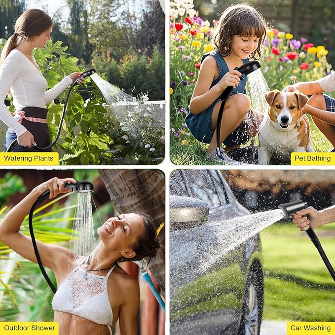 Pop Up Shower Tent for Camping, Portable Outdoor Privacy Shower Tent with 6000mAh Rechargeable Shower