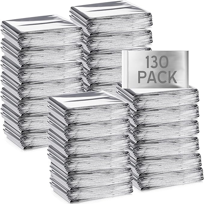 Macarrie Emergency Blanket Bulk - Survival Thermal Silver Foil Reflective Blankets Set Pack for Outdoors Shelter Space, Camping, Hiking, First Aid Supplies, Homeless Donations