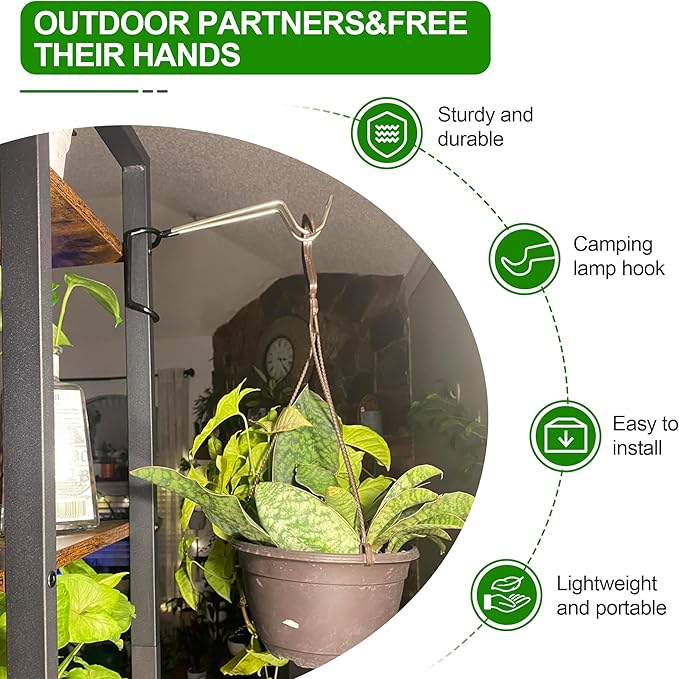 Camping Lantern Hook Hanger,Lantern Hanger&Non-Slip Tent Light Holder(4-Piece)| Sturdy Stainless Steel for Outdoor Camping, Hiking, Garden Bird Feeders | Portable for Fishing, Hunting, Yard Lights