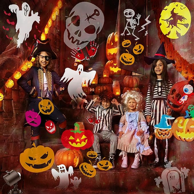 2025 Upgraded Brighter Halloween Decorations Projector Lights for Home, Display 8 Patterns at A Time (Ocean Wave & Patterns), 8 Themes Holiday Projector Christmas’ Day House Decoration Light Show