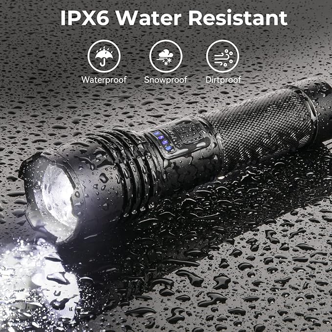 Alicegirl Rechargeable 990000 High Lumens LED Flashlights 2 Pack, Super Bright Flashlight with 3 Modes, IPX6 Waterproof, Powerful Handheld Flash Light for Home Camping Emergency (Black)