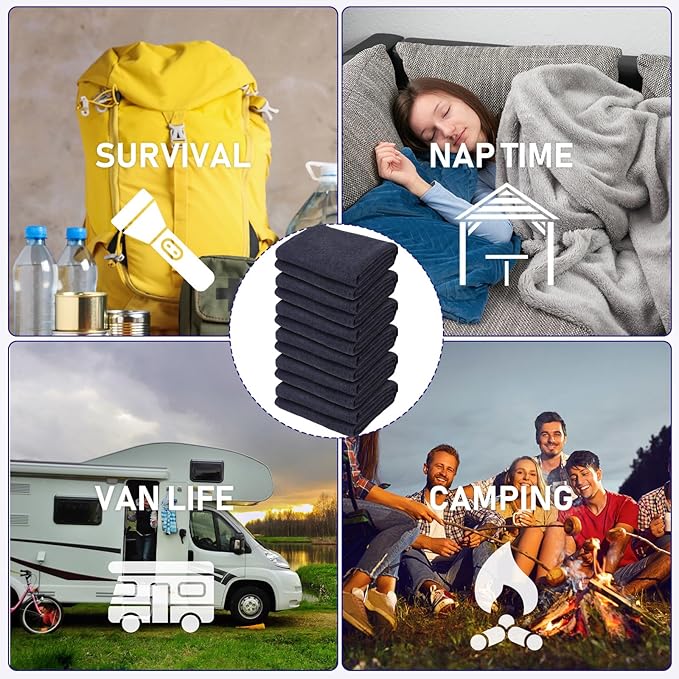 Preboun 6 Pcs First Aid Fire Retardant Blanket Military Blanket 60" x 80" Survival Blanket for Camping Emergency and Everyday Use Fire Retardant Extra Thick and Warm Outdoor Bed Blankets (Dark Gray)