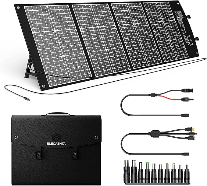 ELECAENTA 120W Portable Solar Panel for Power Station Generator, 25% High Conversion, 45W USB C QC 3.0 for Cell Phone Tablet Camera Drone, Foldable ETFE Solar Charger for Outdoors Camping Off Grid