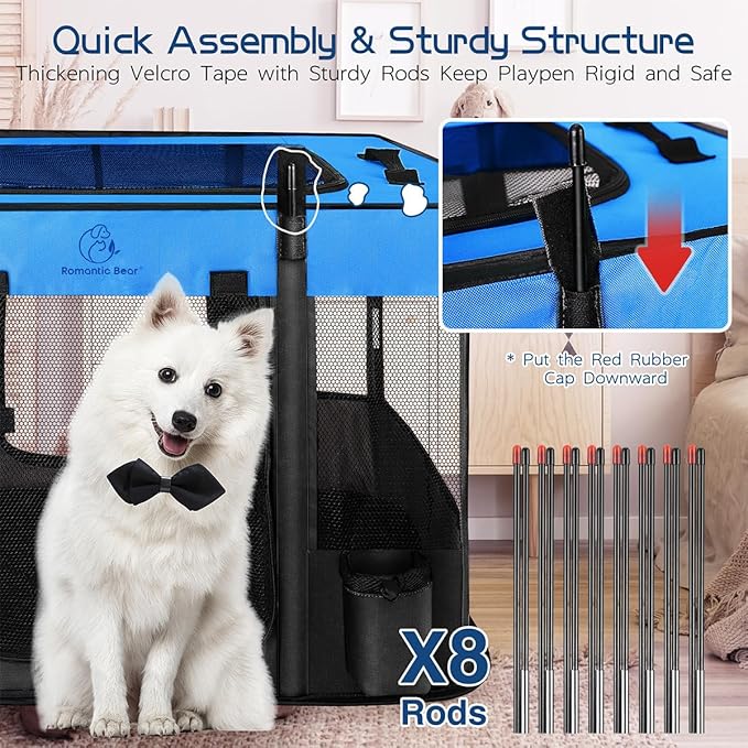 40x32x24 Inches Dog Playpen,Pet Playpen,Foldable Puppy Cat Playpen,Portable Exercise Kennel Tent Crate,Water-Resistant Breathable Shade Cover,Indoor Outdoor Travel Camping Use for Small Animals(L)