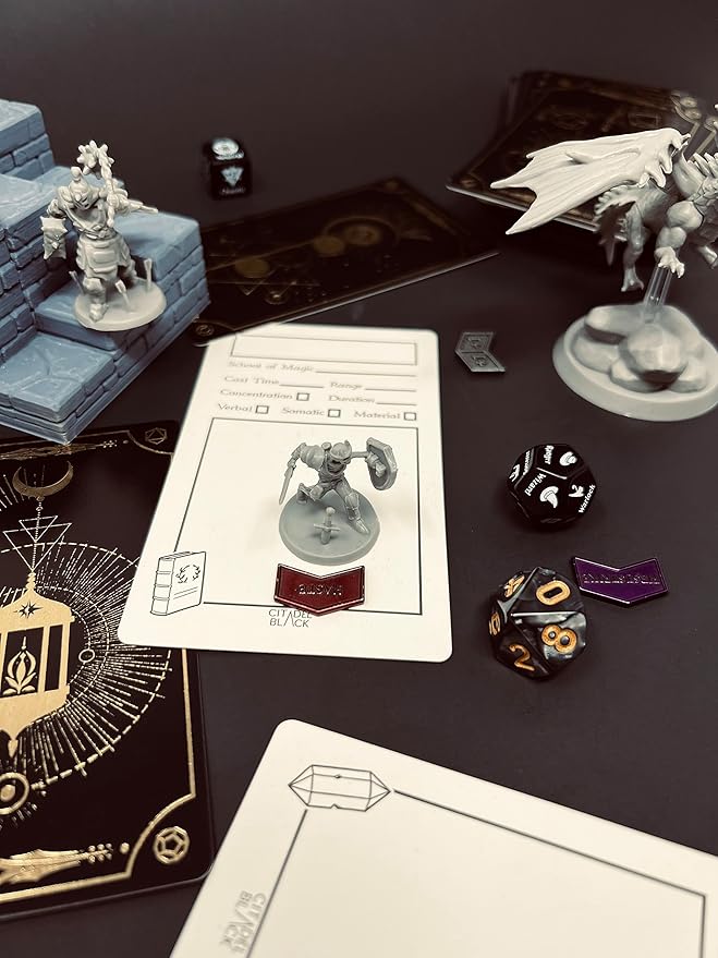 Citadel Black Tabletop RPG Accessory Card Set of 50 Cards ??D&D, Gold Foil - Spell Slot Tracker, Item, Spell, Blank Note Cards, for Dungeons and Dragons 5th Edition & Other Tabletop Games