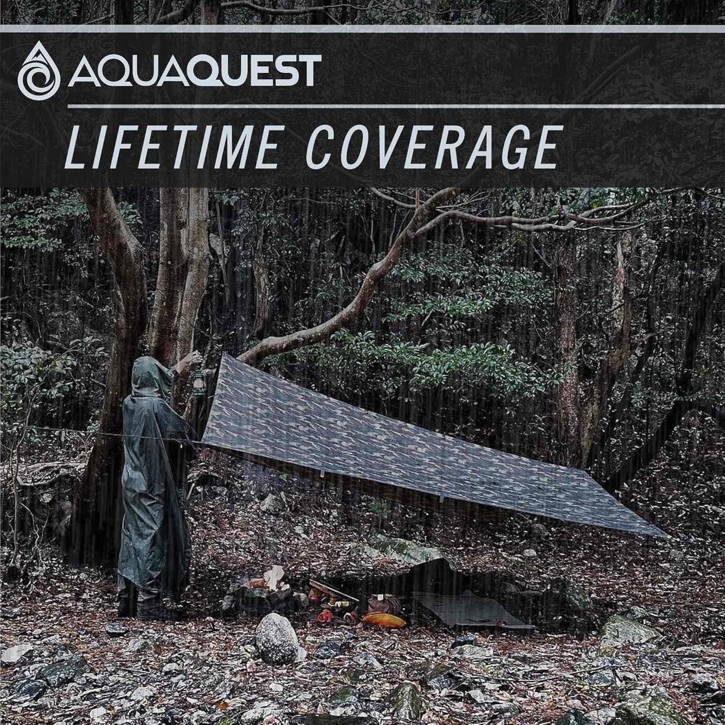 AquaQuest Defender Tarp – Heavy-Duty Waterproof (20,000 mm) Seam-Taped Rain Fly for Camping