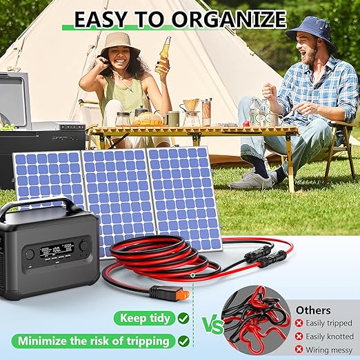 Solar to XT60i Extension Cable 10AWG 30FT XT60i Female to Male Connector for RV Foldable Solar Panel, Portable Power Station, Solar Generator