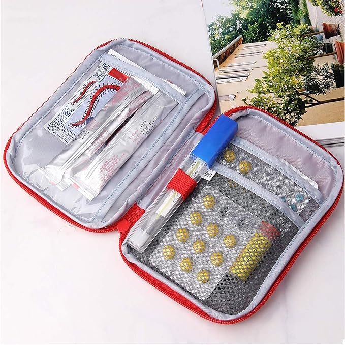 First Aid Bag - First Aid Kit Bag Empty for Home Outdoor Travel Camping Hiking, Mini Empty Medical Storage Bag Portable Pouch (Red & Blue (Small Size))