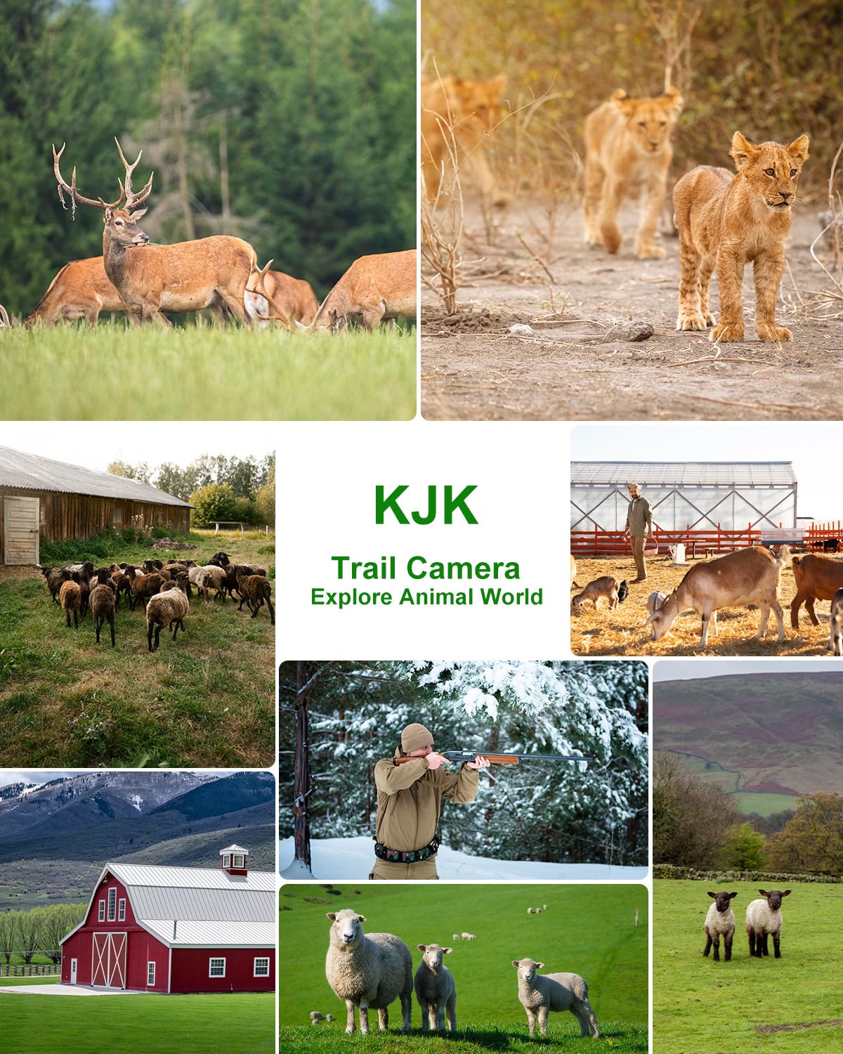 KJK Trail Camera 4K 64MP WiFi Bluetooth Game Camera, Night Vision Wildlife Hunting Camera, 0.1s