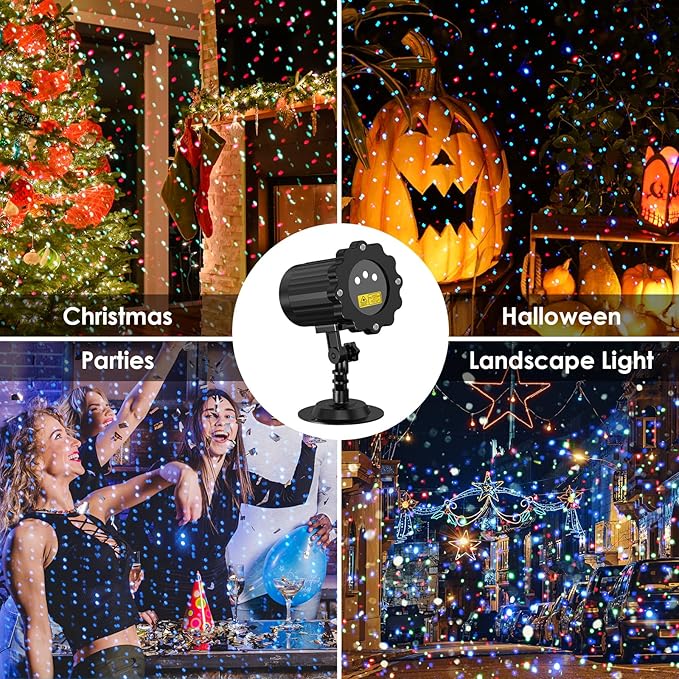 Laser Christmas Projector Lights Outdoor, 3 Colors RGB Christmas Laser Lights Outdoor Waterproof Holiday Projector Halloween Christmas Decorations Indoor Outdoor Landscape Lights for Home Garden Yard