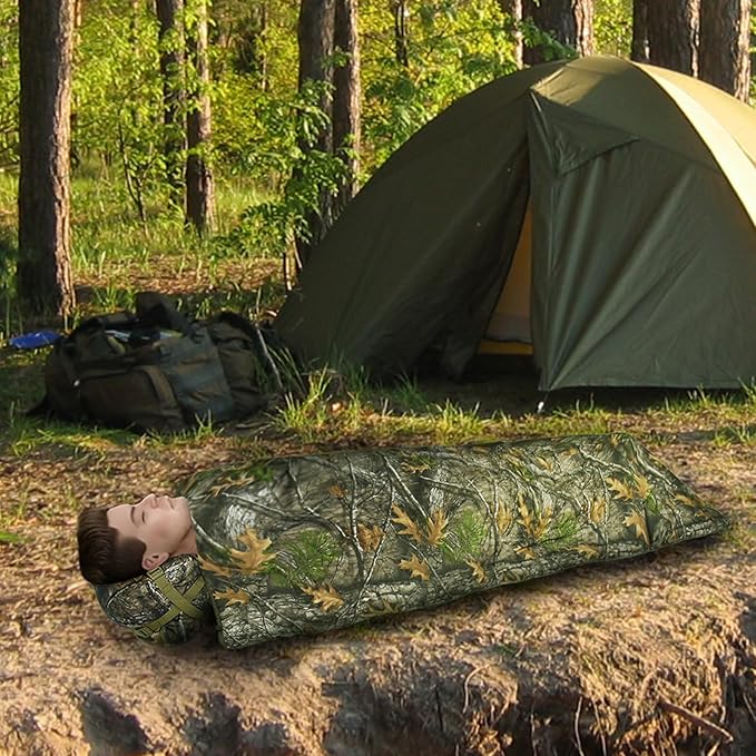 Poncho Liner Hoodie with Pocket Insulated Military Sleeping Bag Water Resistant for Outdoor Camping Travel Survival Hunting Car Emergency