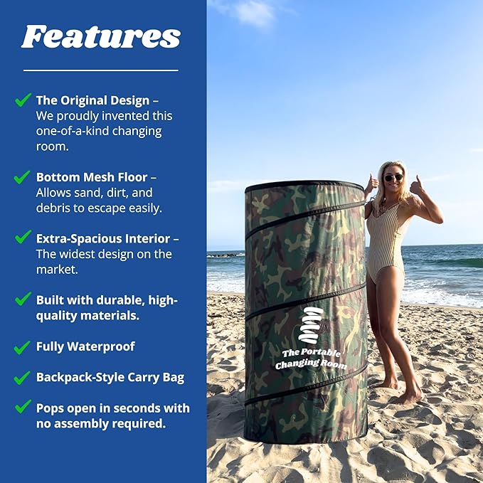 Portable Changing Room, Pop Up Pod - Privacy Tent, Dressing Room Tube or Portable Toilet Stall with Carry Bag for Camping, Beach, or Outdoor by The Portable Changing Room
