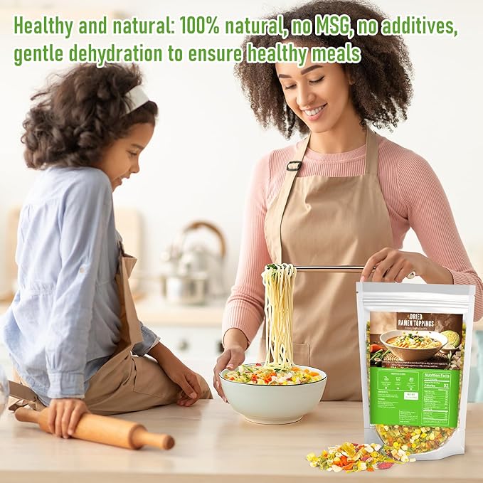8 Natural Dried Ramen Toppings with Mixed Vegetables for Ramen Noodles and Salad Toppings Gluten Free Resealable Bulk Bag14oz