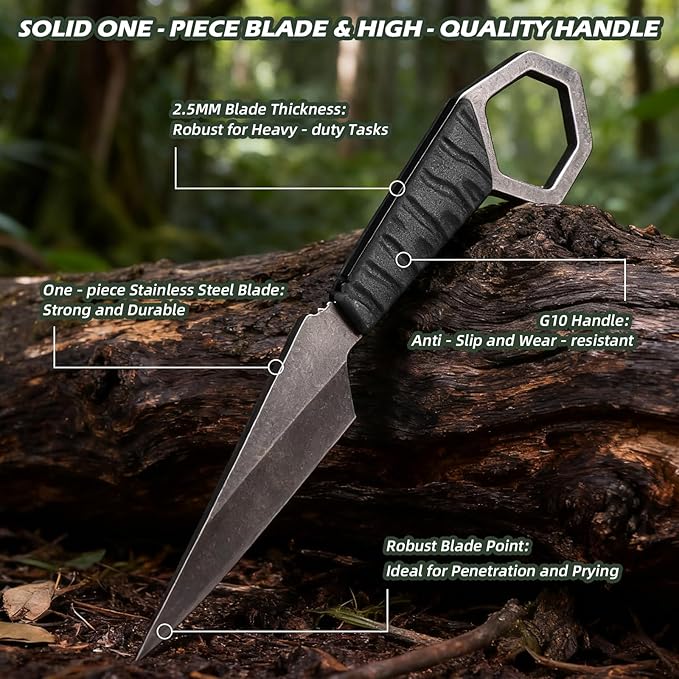 KOFERY Fixed Blade Knife with Sheath - Practical Tool for Everyday Carry, Outdoor Adventures, and Self Defense Requirements(Black)