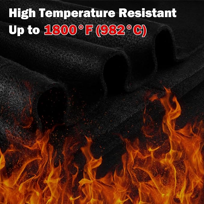 kanhiro Carbon Felt Welding Blanket Fireproof - 2 Packs 20" X 36" Heat Resistant Fabric 1800°F High Temp Insulation Pad, Flame Retardant Protective Mat for Soldering Welding Brazing Plumbing