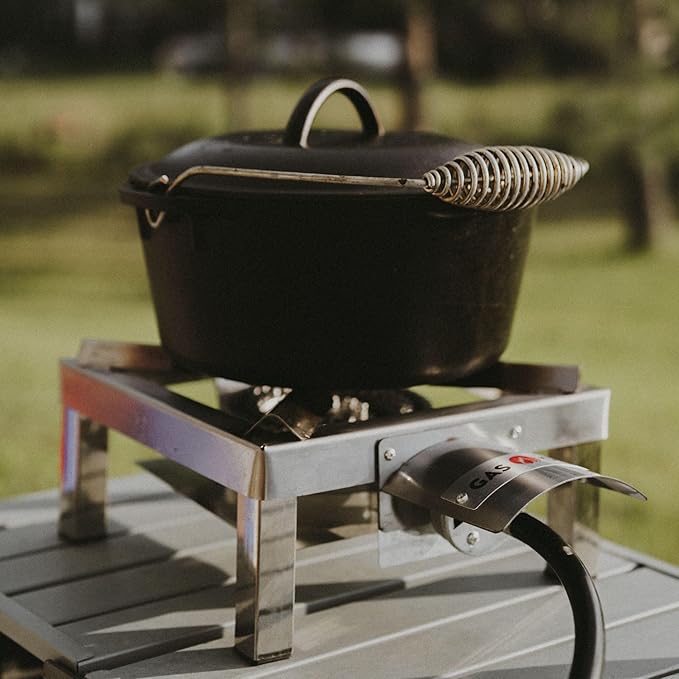 GasOne Stainless Steel Single Propane Burner - Outdoor Cooking with Heat Shield and Guard ??Propane Burner Head for Camping, Tailgating, Seafood Boil, Home Brewing - Patent Pending