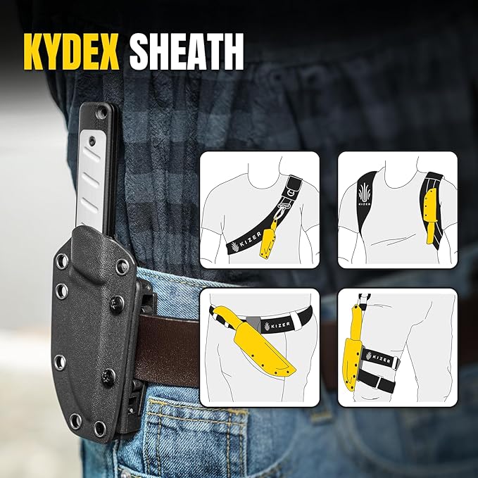 Kizer Smolt Fixed Blade Knife with Sheath, 2.98??3V Steel Blade Fixed blade Knives with G10 Handle, Drop Point Small EDC for Men Women Camping Hunting Pocket Knife 1063A3