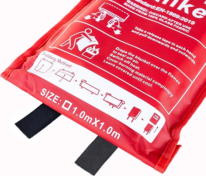 Emergency Fire Blanket for Home and Kitchen – Fire Safety Blanket for Kitchen, Camping, Vehicles & More - 4 Pack