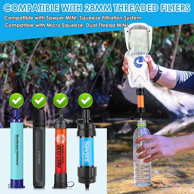 Filter Collapsible Water Bottles, 1L Canteens (32oz), Foldable Water Container for Traveling, Hiking, Camping, Backpacking - Lightweight, Reusable, Clear Design(6 Pack)